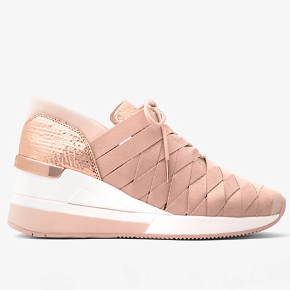 Michael Kors Cydney Metallic Webbed Pink & Gold Webbed Sneaker